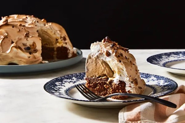 Chocolate, coffee & hazelnut baked Alaska 