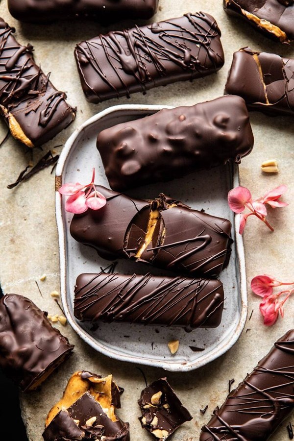 Chocolate covered creamy peanut butter cup bars