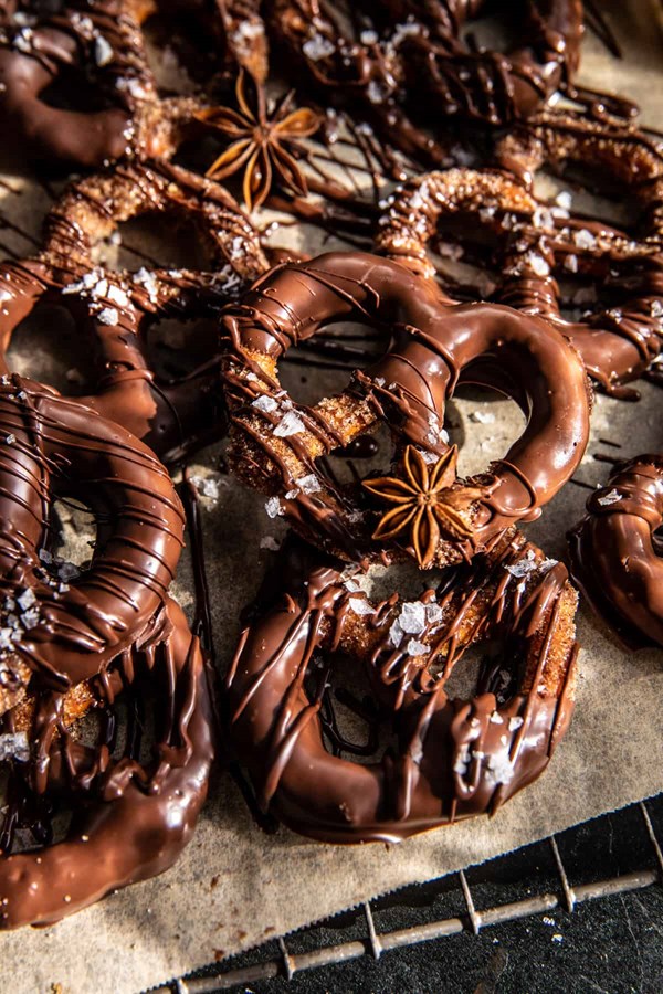 Chocolate covered espresso pretzels
