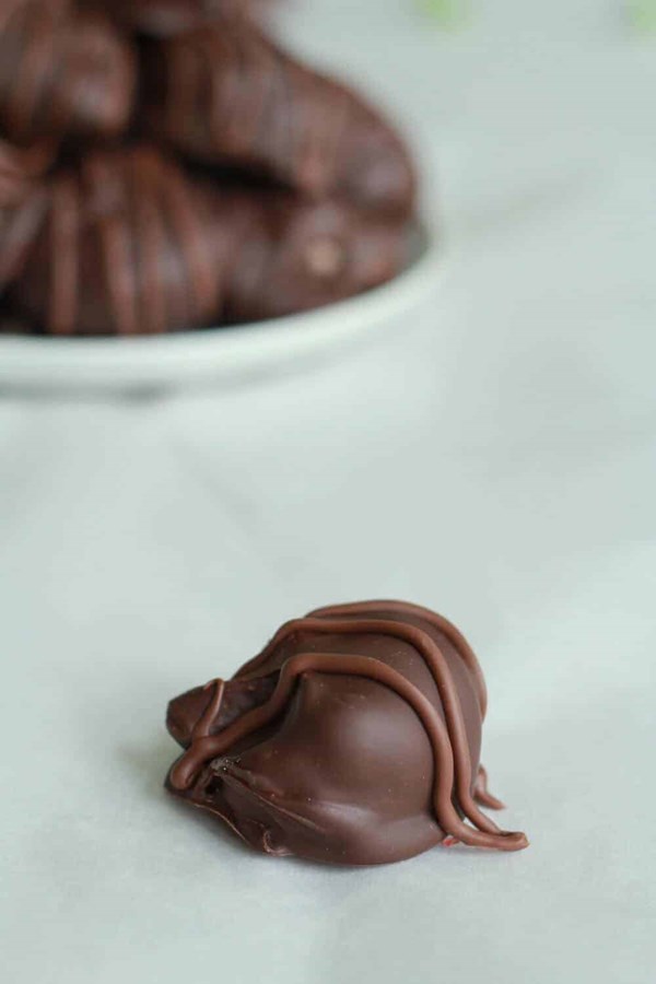 Chocolate covered pecan butter truffles