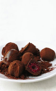 Chocolate-covered raspberry truffles