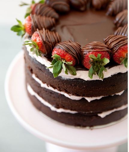 Chocolate covered strawberry layer cake 
