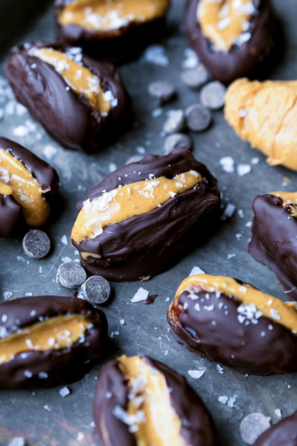 Chocolate covered stuffed dates