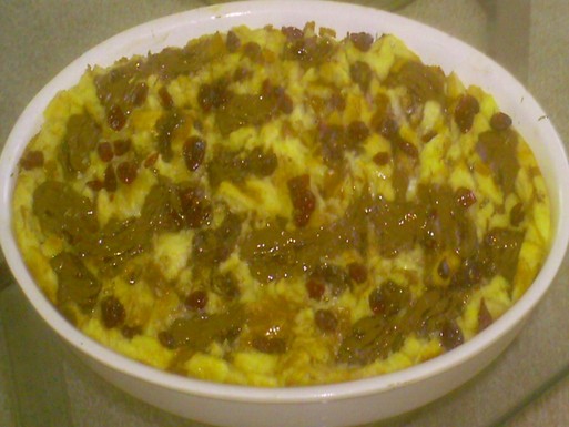 Chocolate, cranberry, and creamy custard bread pudding (in honor of Amanda Hesser)