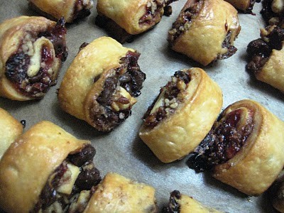 Chocolate, cranberry, and pecan rugelach