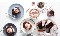 Chocolate cream cheese pound cake [ganache; cocoa whipped cream]