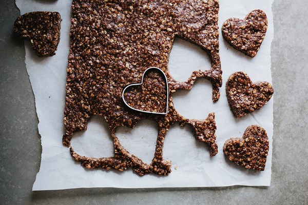 Chocolate crispy sunflower butter hearts