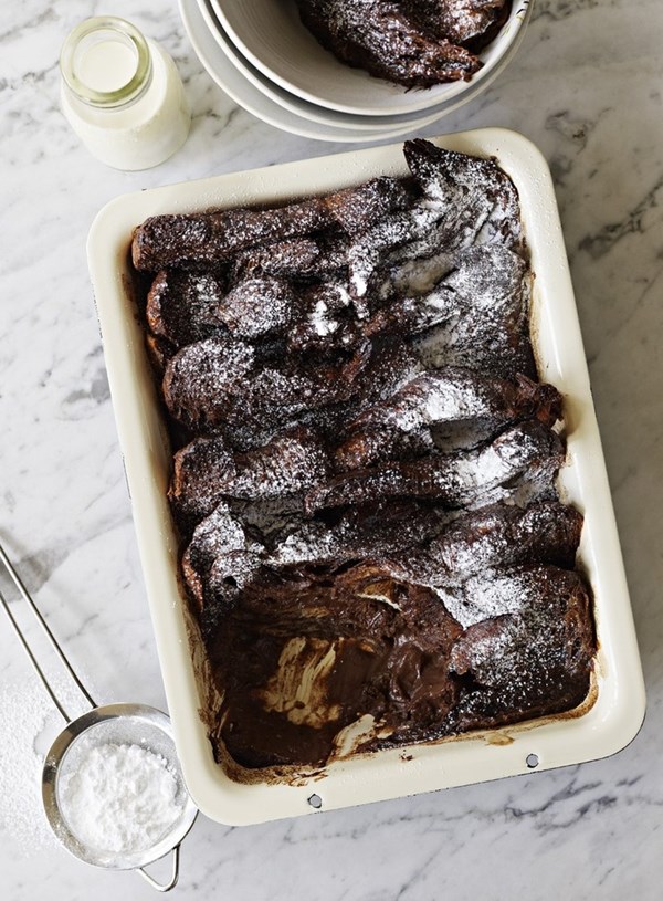 Chocolate croissant pudding