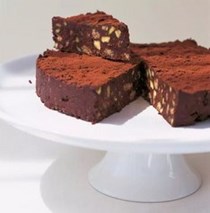 Chocolate-crunch torte with pistachios and sour cherries