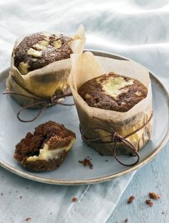 Chocolate cupcakes with fromage blanc swirls