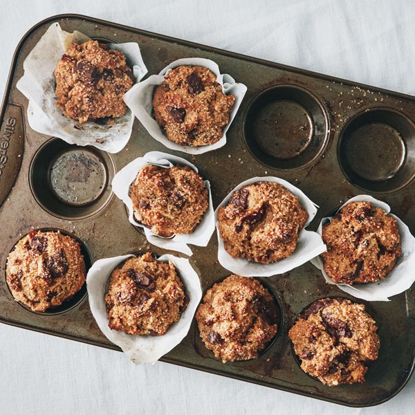 Chocolate-date bran muffins