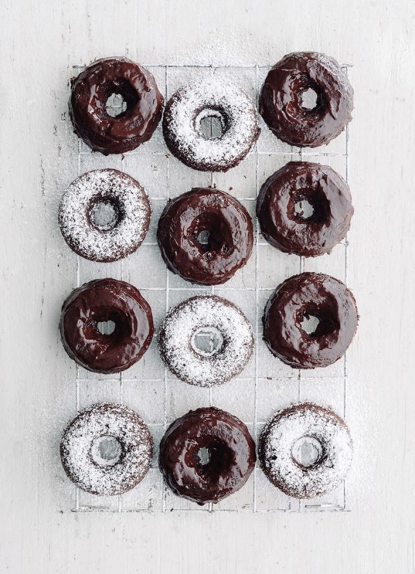 Chocolate devil's food cake doughnuts