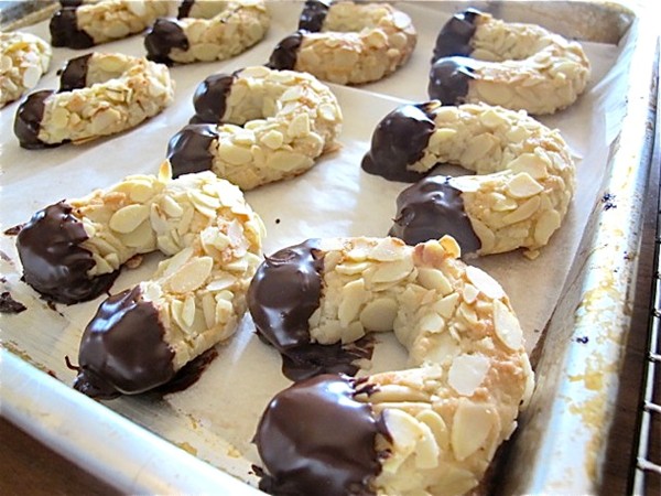 Chocolate dipped almond horns