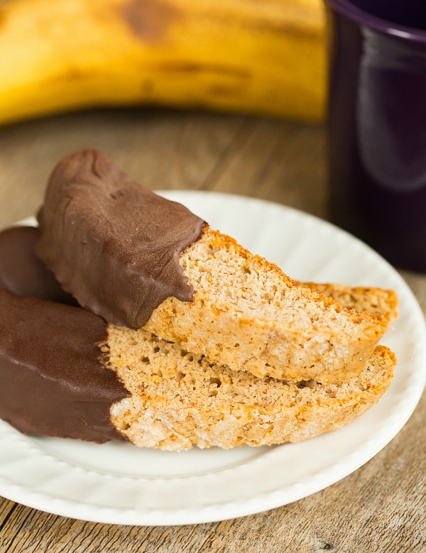 Chocolate-dipped banana bread biscotti