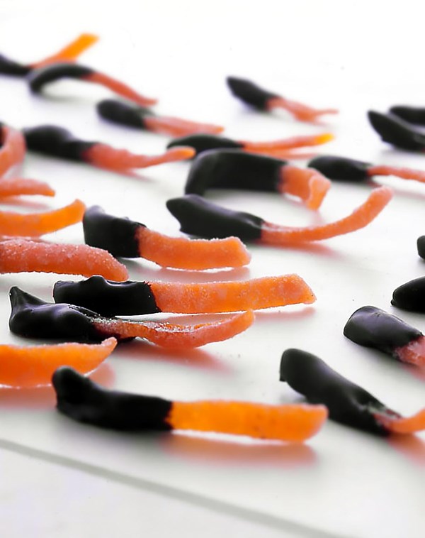 Chocolate-dipped candied citrus peel