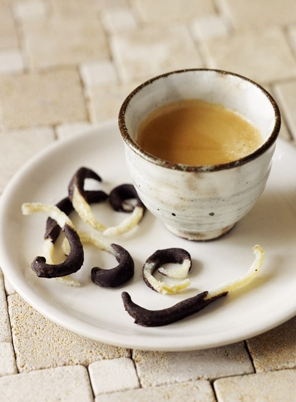 Chocolate dipped candied lemon peel