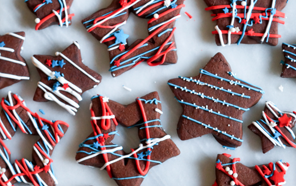 Chocolate-dipped chocolate almond cut-out cookies