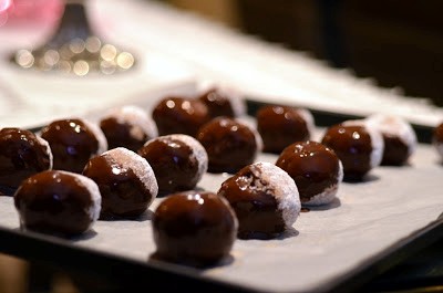 Chocolate dipped cinnamon balls