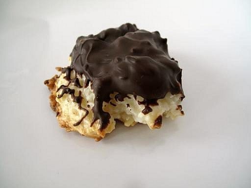 Chocolate-dipped coconut macaroons
