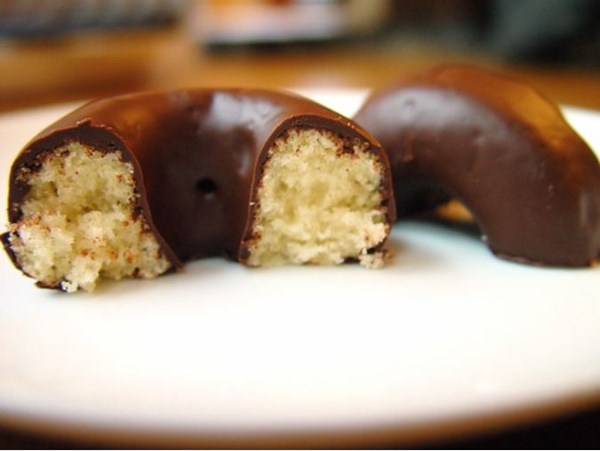 Chocolate-dipped doughnuts 