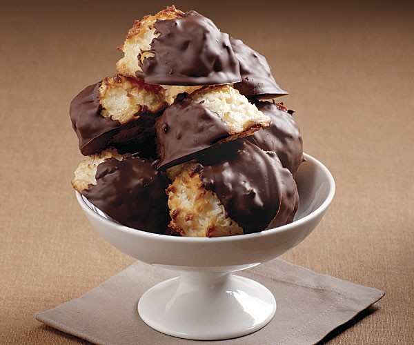 Chocolate-dipped macaroons