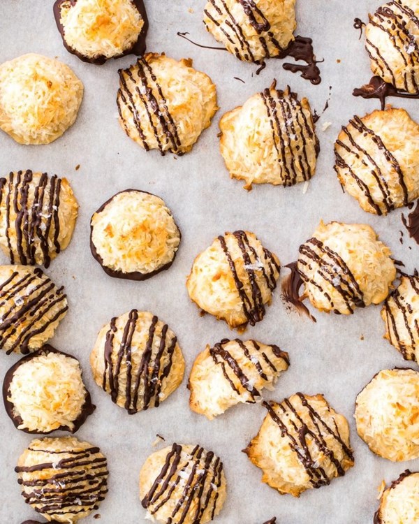 Chocolate-dipped macaroons