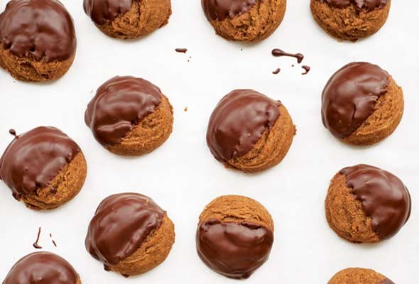 Chocolate-dipped molasses cookies