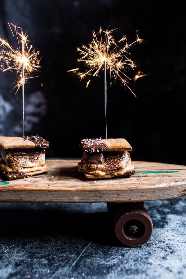 Chocolate dipped peanut butter espresso s'more