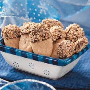 Chocolate-dipped peanut logs