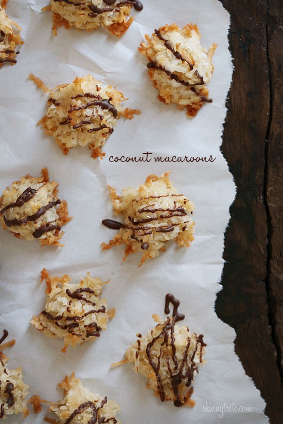 Chocolate drizzled coconut macaroons