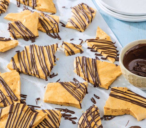 Chocolate-drizzled honeycomb candy
