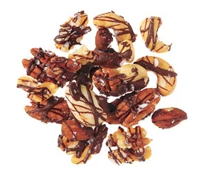 Chocolate-drizzled nuts with sea salt