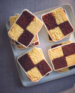 Chocolate espresso & almond Battenburg cake