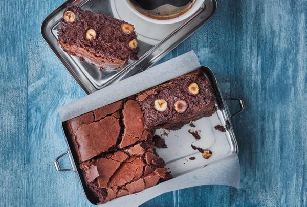 Chocolate, espresso and hazelnut brownie