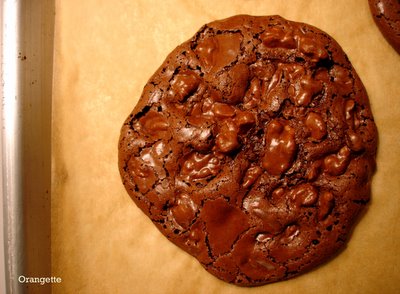 Chocolate featherweight cookies with walnuts and cocoa nibs