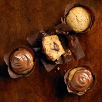 Chocolate-filled sweet potato cupcakes