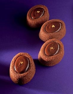 Chocolate financiers with yuzu ganache