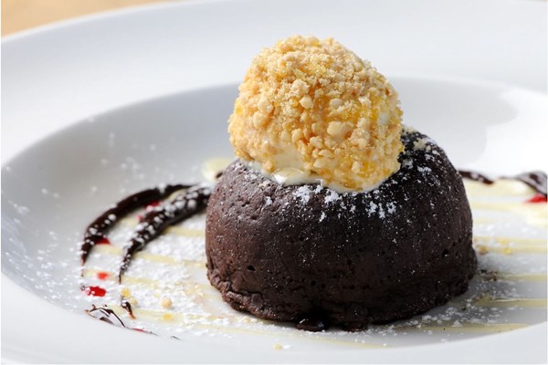 Chocolate fondant with peanut butter ice cream [Mark Dodson]