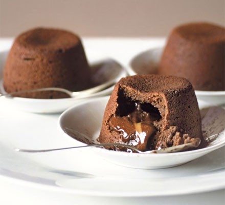 Chocolate fondants with toffee centres