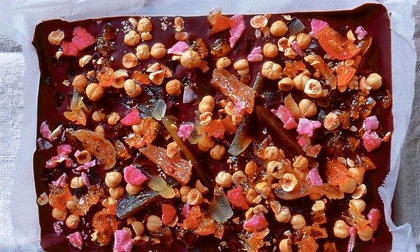 Chocolate fruit and nut slice
