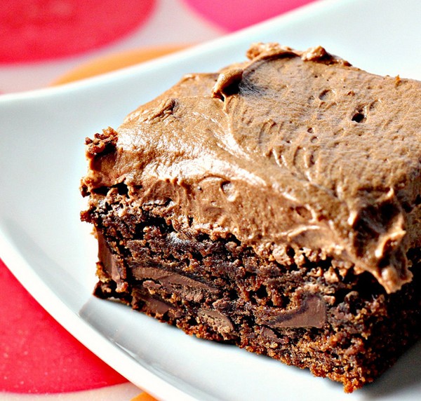 Chocolate fudge brownies with chocolate buttercream frosting