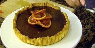 Chocolate ganache tart with blood orange