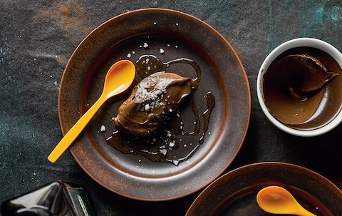 Chocolate ganache with  olive oil and sea salt