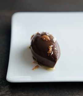 Chocolate ganache with orange oil, spice and salt
