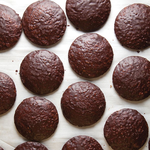 Chocolate-glazed almond spice cookies (Lebkuchen)