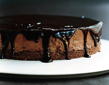 Chocolate-glazed hazelnut mousse cake