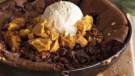 Chocolate gold rush frypan brownie [Kate Fay]