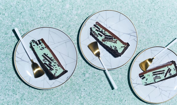 Chocolate grasshopper ice cream tart