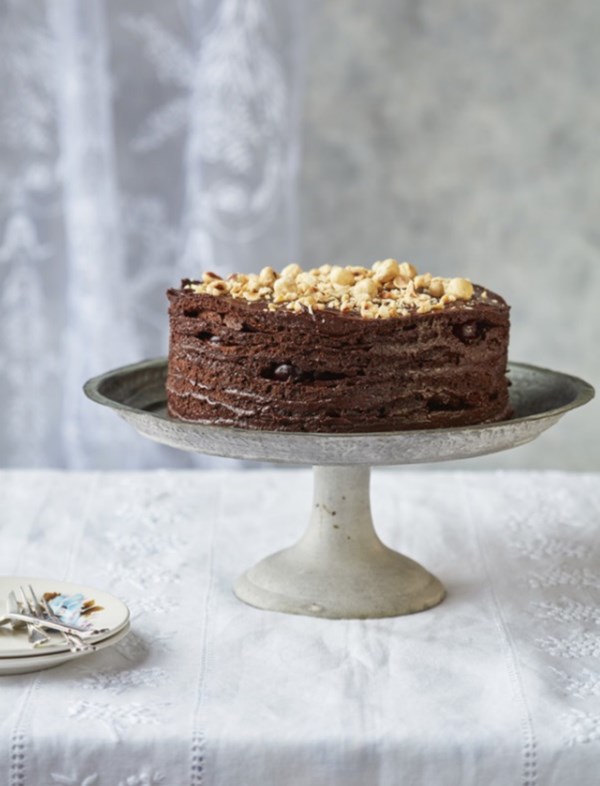 Chocolate, hazelnut and cherry torte (Marczello)