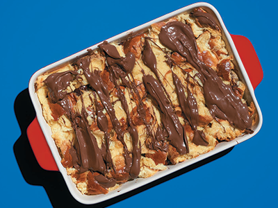 Chocolate hazelnut banana bread pudding
